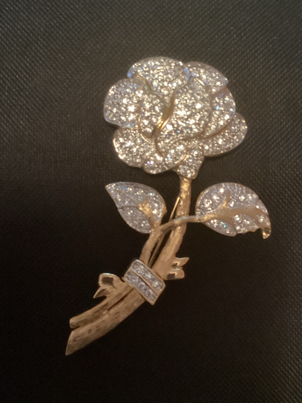 Nolan Miller Gold-tone Crystal Rose Brooch - Picture 2 of 4